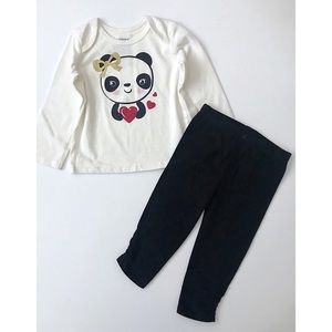 Cute long sleeve Panda Shirt W/Black Pants